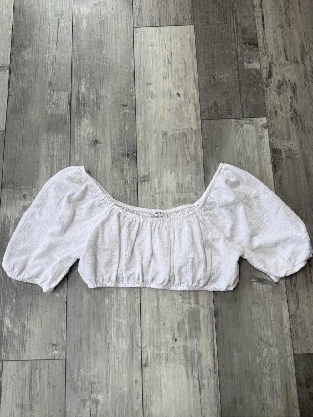Cotton On White Puff Sleeve Off Shoulder Crop Top Size Large Cottagecore
